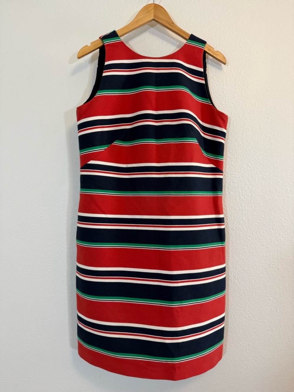 Sleeveless Red Navy Striped Shift Dress Size 8 Brooks Brothers Nautical Cotton